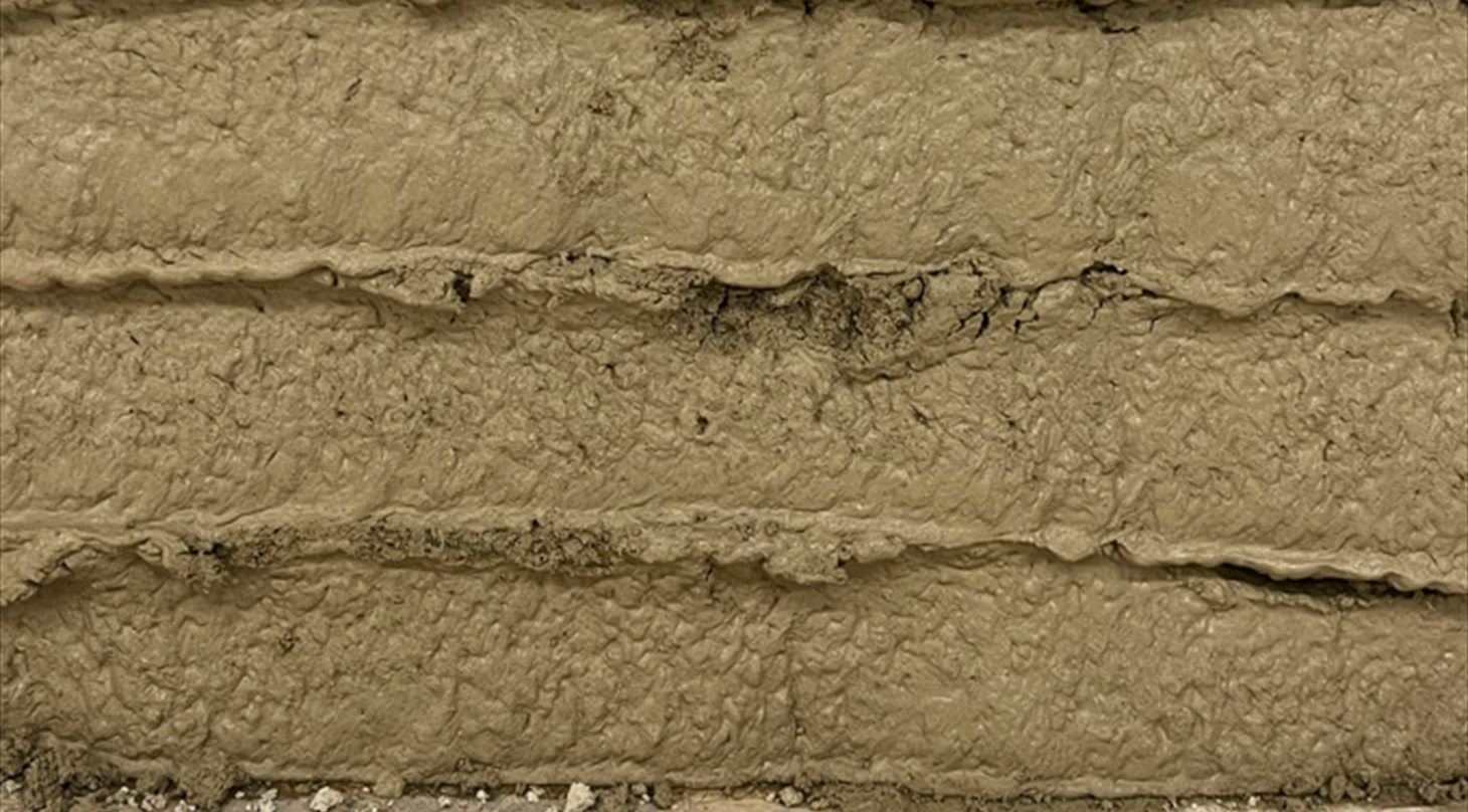 3D-printet mur i lerjord